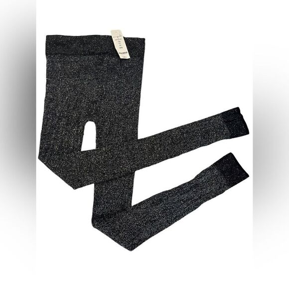 New With Tags Bebe Metallic Lurex Leggings Black and Silver Size P/S - Picture 1 of 4
